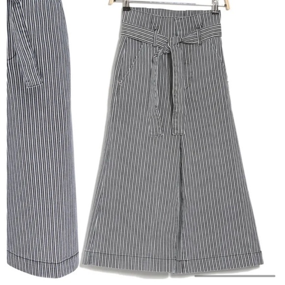 Frame | Stripped Belted Culottes New With Tags NWT Size 25 Wide Leg Style - Picture 7 of 12